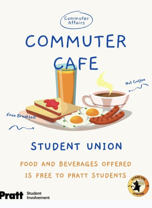 Event poster with the illustration of a breakfast spread, a title reading 